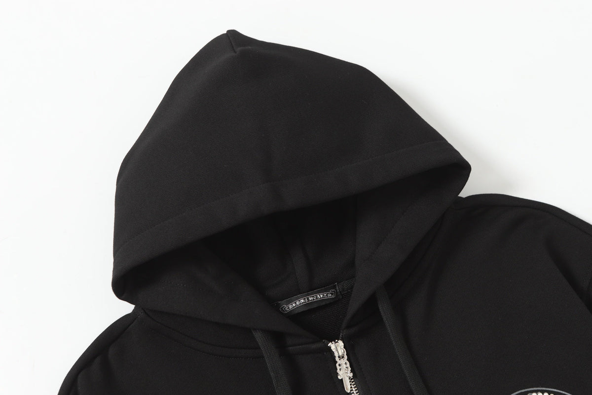 Chrome-Hearts Rhinestone Horseshoe Hoodie - Black Gothic Streetwear Sweatshirt 2601